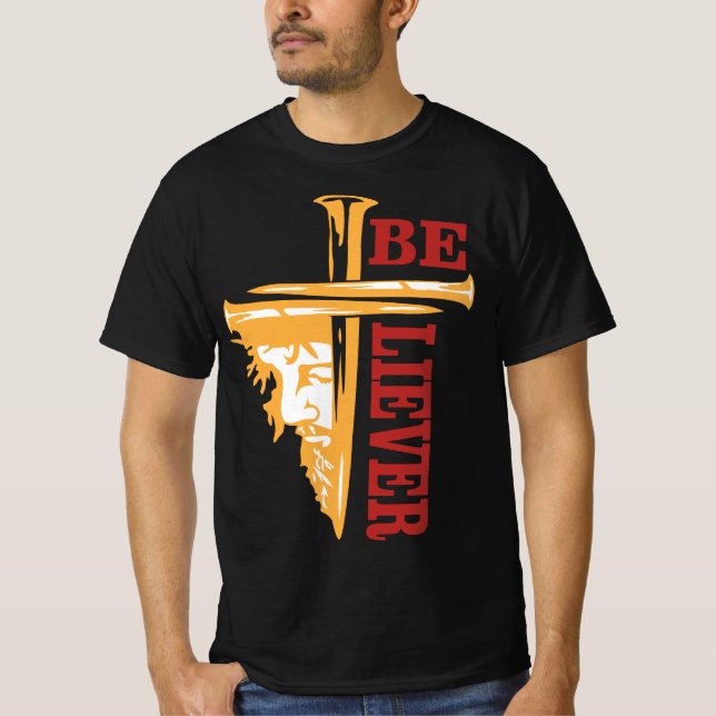 Jesus Cross Nail Design – Powerful Christian T Shirt (Framsida)