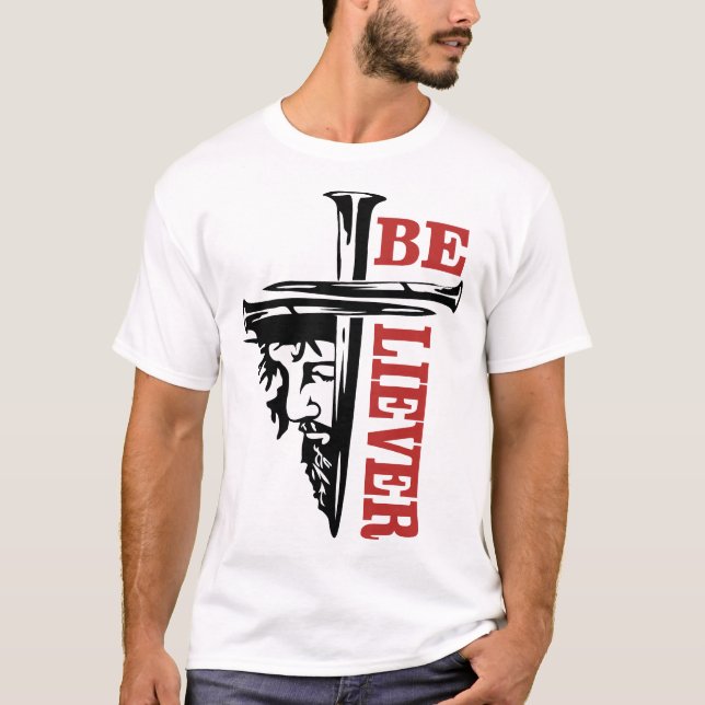 Jesus Cross Nail Design – Powerful Christian T Shirt (Framsida)