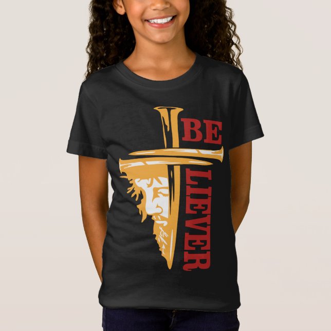 Jesus Cross Nail Design – Powerful Christian T Shirt (Framsida)