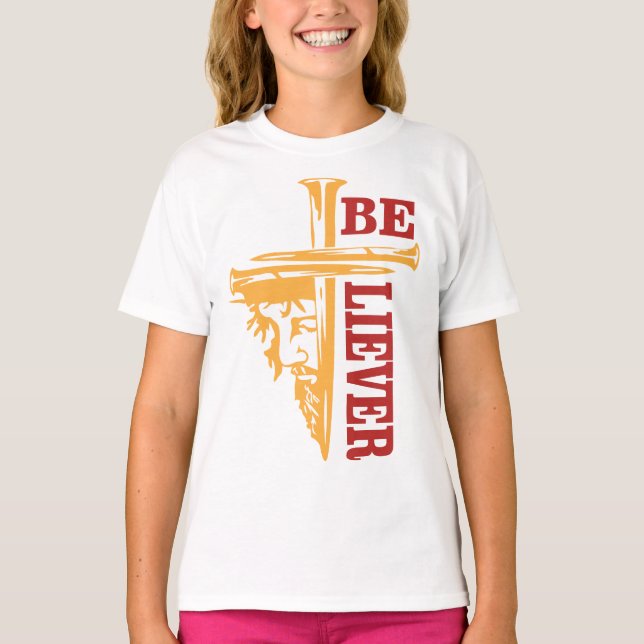 Jesus Cross Nail Design – Powerful Christian T Shirt (Framsida)