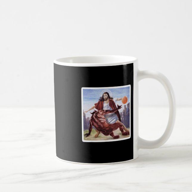 Jesus Crossing Up Satan Sketll  Kaffemugg (Höger)