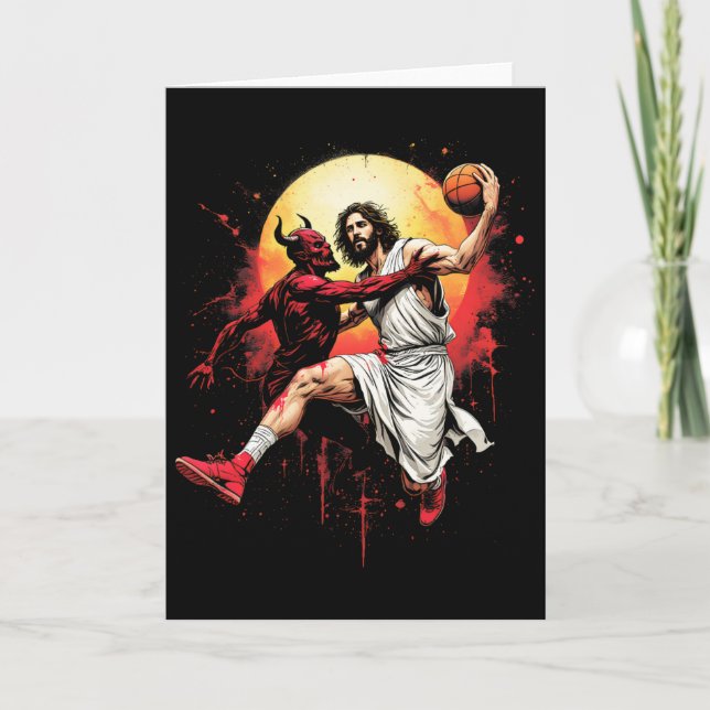 Jesus Crossing Up The Devil Sketll Lover Christian Kort (Framsida)