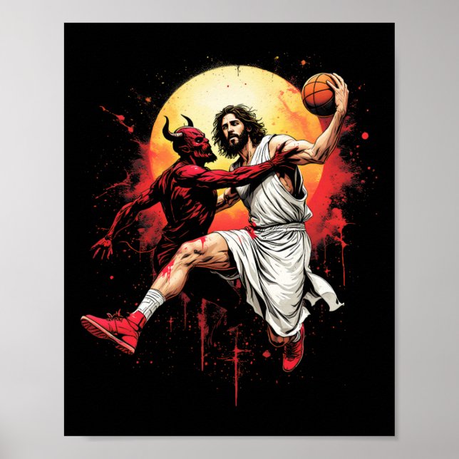 Jesus Crossing Up The Devil Sketll Lover Christian Poster (Framsidan)