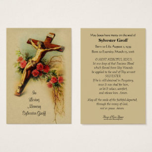 Jesus Crucifix Ro Funeral Memorial Heliga Card - Visitkort