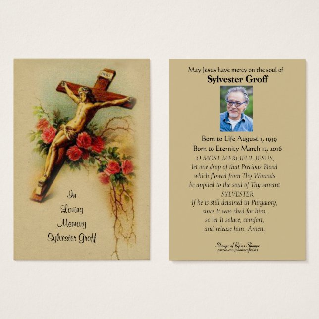 Jesus Crucifix Ro Funeral Memorial Heliga Card - Visitkort (Framsida & baksida)