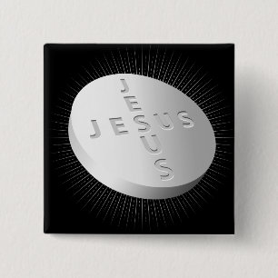 Jesus Cures Pill - Christian Religiösa Faith Pray Knapp
