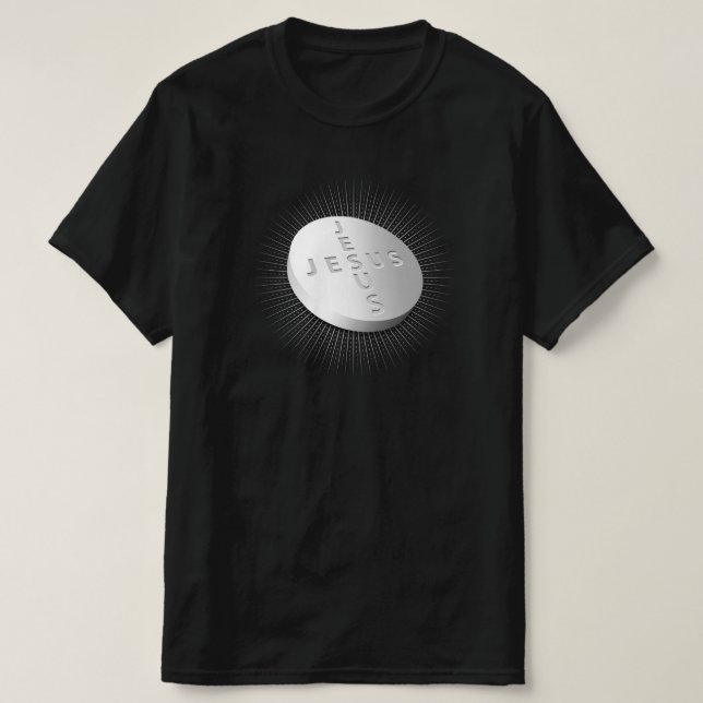 Jesus Cures Pill Tablet Christian Cross Heals God T Shirt (Design framsida)