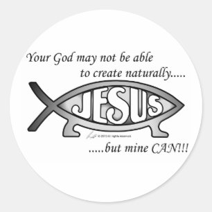 Jesus & Darwin fiskklistermärkear Runt Klistermärke