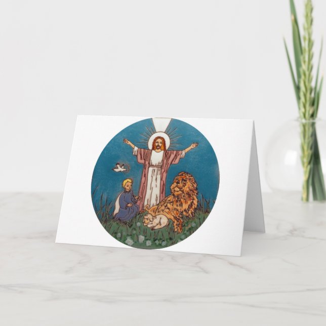 Jesus de Lejona och lammen Helgkort (Framsida)