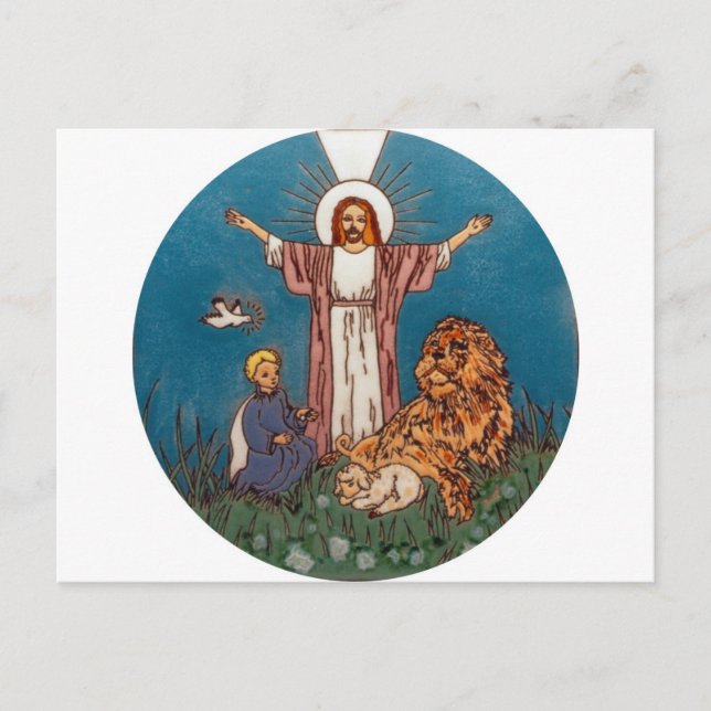 Jesus de Lejona och lammen Vykort (Framsida)
