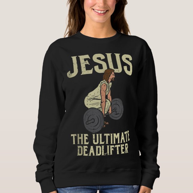 Jesus Deadlift Workout Gym Fitness Funny Gud Chris T Shirt (Framsida)