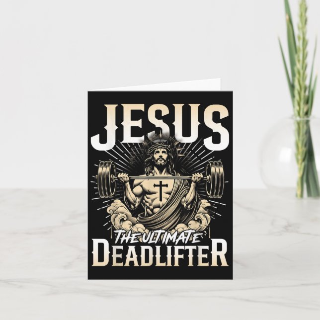 Jesus Deadlifter Kristet Gym Pump Omslag  Kort (Framsida)