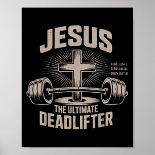 Jesus Deadlifter Muscle Kid Funny Christian Gy Poster