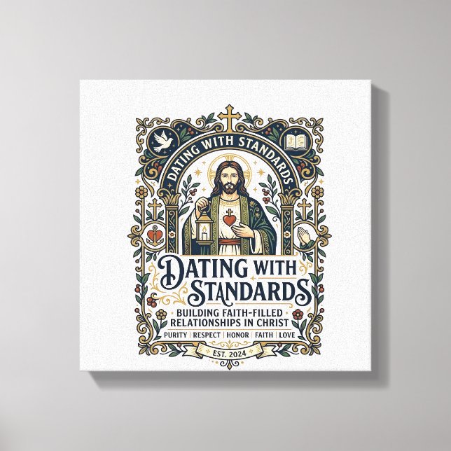 Jesus dejting kristen relationshumor t-shirt Fa Canvastryck (Framsida)