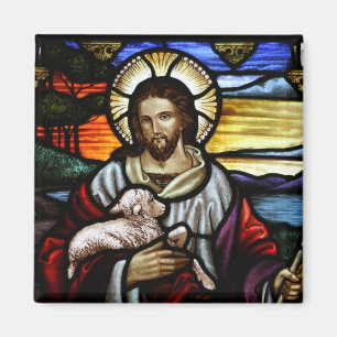 Jesus den bra herdemålat glassmagneten magnet