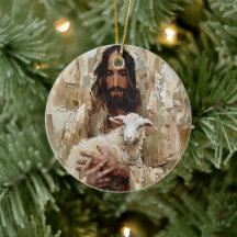 Jesus den gode herden håller lammet