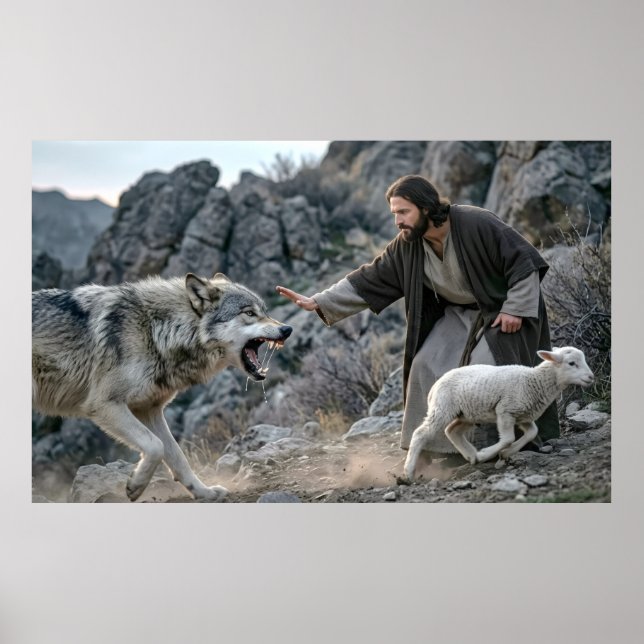 Jesus den gode herden och beskyddaren poster (Framsidan)