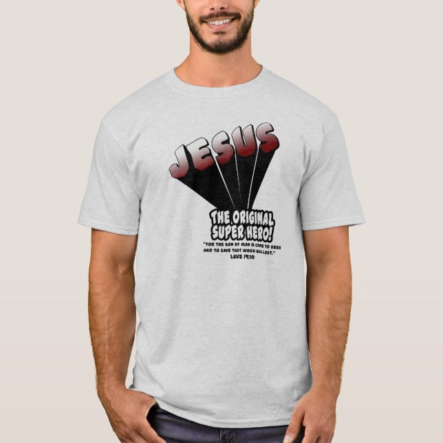 Jesus: Den original- toppna hjälteLuke 19:10 Tee Shirt (Framsida)