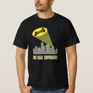 Jesus den riktiga superhjälten Fladdermus Signal T Shirt