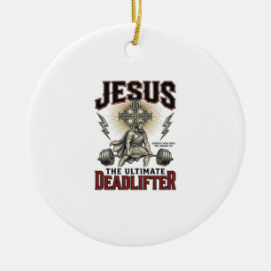 Jesus Den Ultimata Dödläfter Vintage Kristet T-Shi Julgransprydnad Keramik