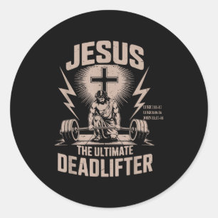 Jesus Den Ultimata Dödläftera Rolig Kristna Gym Runt Klistermärke