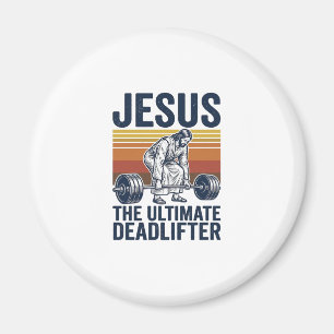Jesus Den Ultimata Dödläfteraren Vintage Gym Tröja Magnet