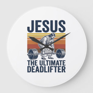 Jesus Den Ultimata Dödläfteraren Vintage Gym Tröja Stor Klocka