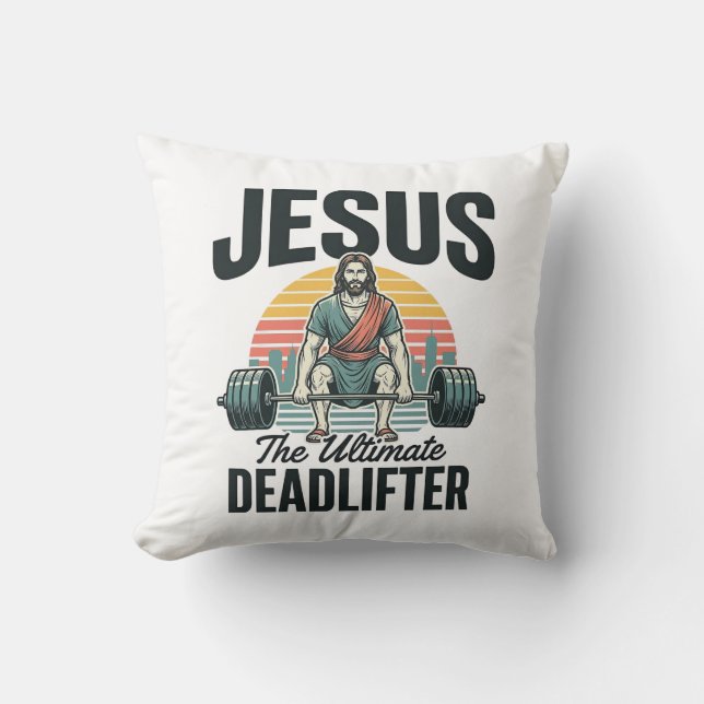 Jesus Den Ultimata Dödläfteraren Vintage Kudde (Framsida)