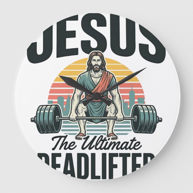 Jesus Den Ultimata Dödläfteraren Vintage Stor Klocka (Framsida)