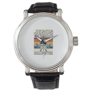 Jesus Den Ultimata Dödläfteraren Vintage Vektor De Armbandsur