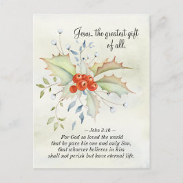 JESUS den Underbarare gåvan av alla John 3:16 jul Vykort