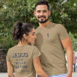 Jesus den utlösande korsskrift tron t shirt