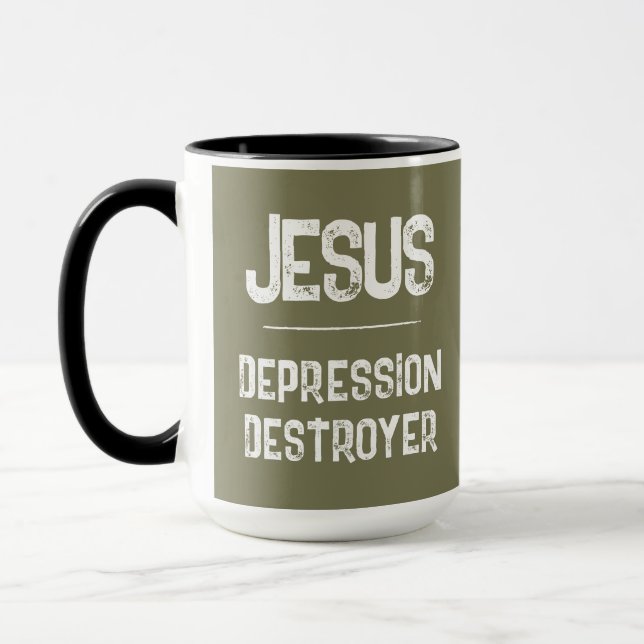 Jesus Depression Förstör Olivarmé Grön Mugg (Vänster)