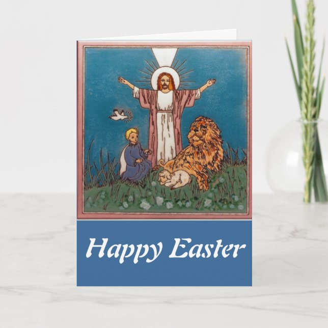 Jesus det lejont och lamben helgkort (Framsida)