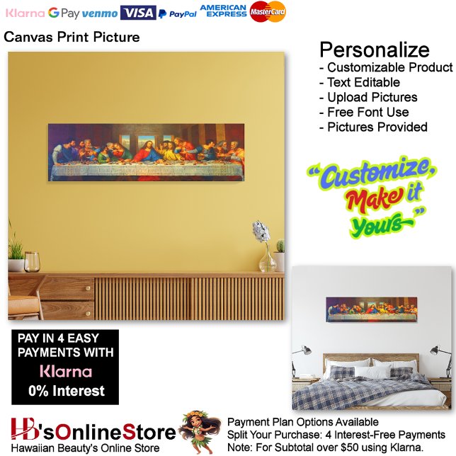 Jesus det sista försörjarKanvastrycket Bild (Jesus The Last Supper Twelve Apostles Canvas Print Picture.)