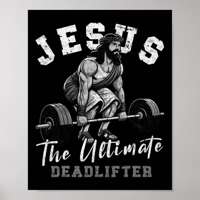 Jesus det ultimate Deadlifter Funny Christian Work Poster (Framsidan)