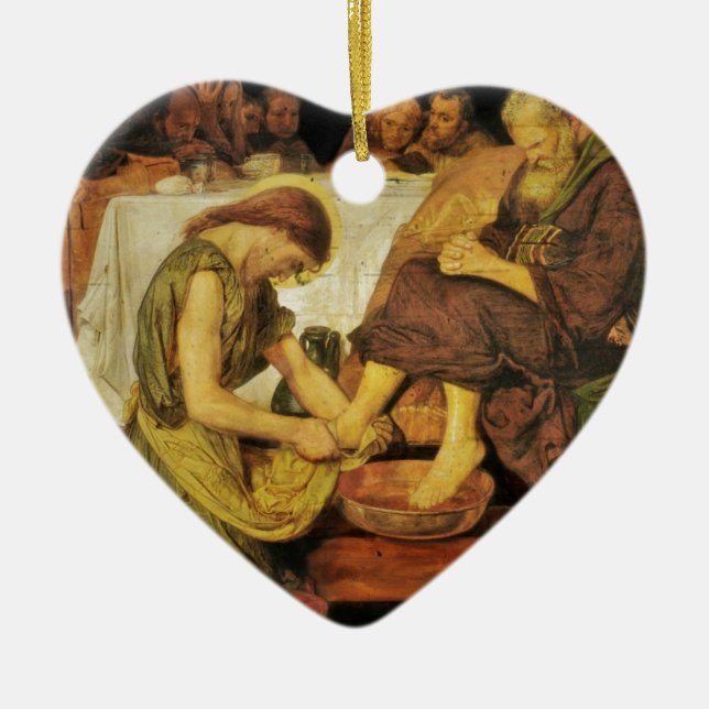 Jesus Discippes Feet Julgransprydnad Keramik (Framsidan)