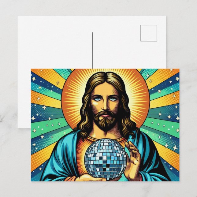 Jesus disco vykort! vykort (Fram/baksida)
