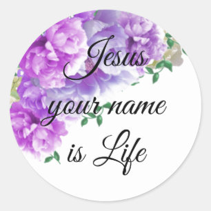 Jesus Ditt Namn är Liv Rund Klistermärke