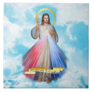 Jesus Divina Misericordia Cielo Azul Kakelplatta