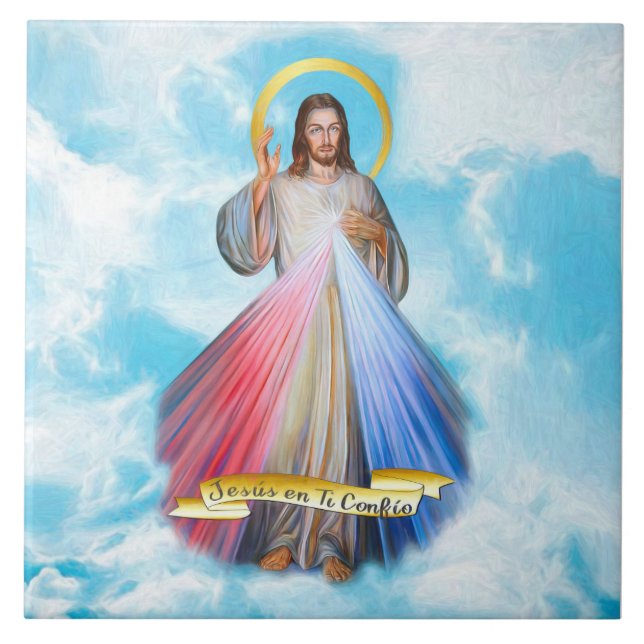 Jesus Divina Misericordia Cielo Azul Kakelplatta (Framsidan)