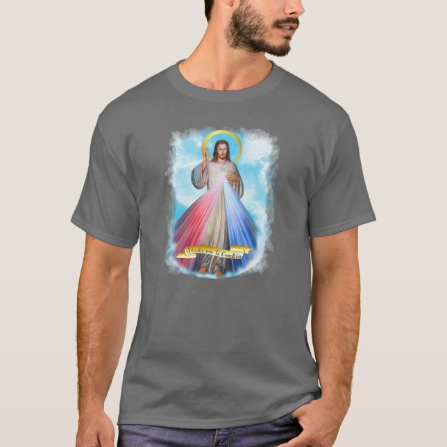 Jesus Divina Misericordia Cielo Azul T Shirt (Framsida)