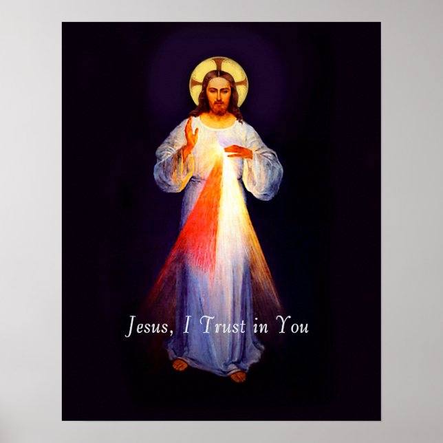 Jesus Divine Mercy 2 Poster - Jesus, jag litar på  (Framsidan)