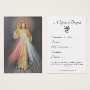 Jesus Divine Mercy Andlig Bouquet Prayer Heliga Visitkort