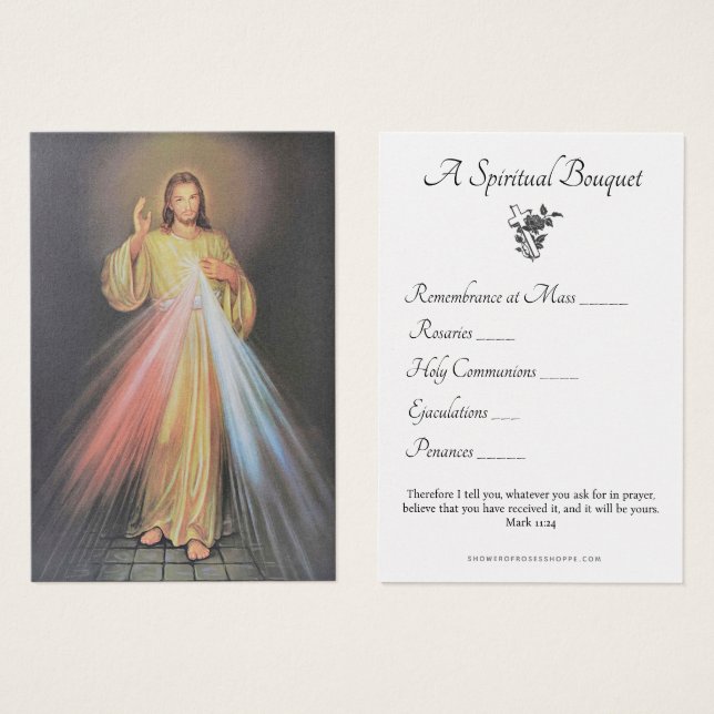 Jesus Divine Mercy Andlig Bouquet Prayer Heliga Visitkort (Framsida & baksida)