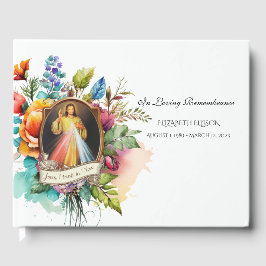 Jesus Divine Mercy Blommigt Memorial Funeral Gästböcker