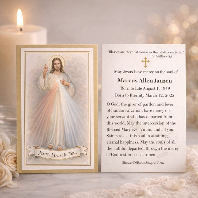 Jesus Divine Mercy Funeral Memorial Prayer Cards Visitkort (Skapare uppladdad)