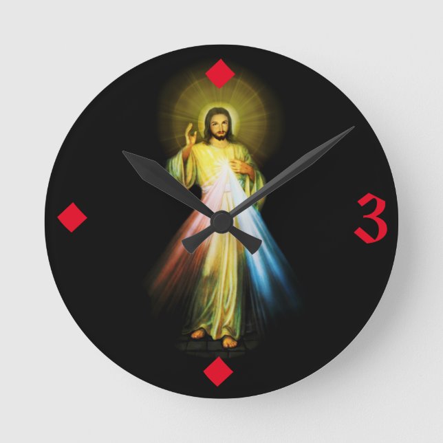 Jesus Divine Mercy Hour Clock Rund Klocka (Framsida)