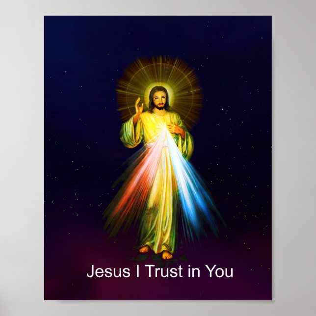 Jesus Divine Mercy jag litar på er engelska Poster (Framsidan)