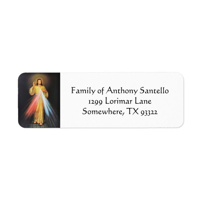 Jesus Divine Mercy Religiösa katolik Returadress Etikett (Framsidan)